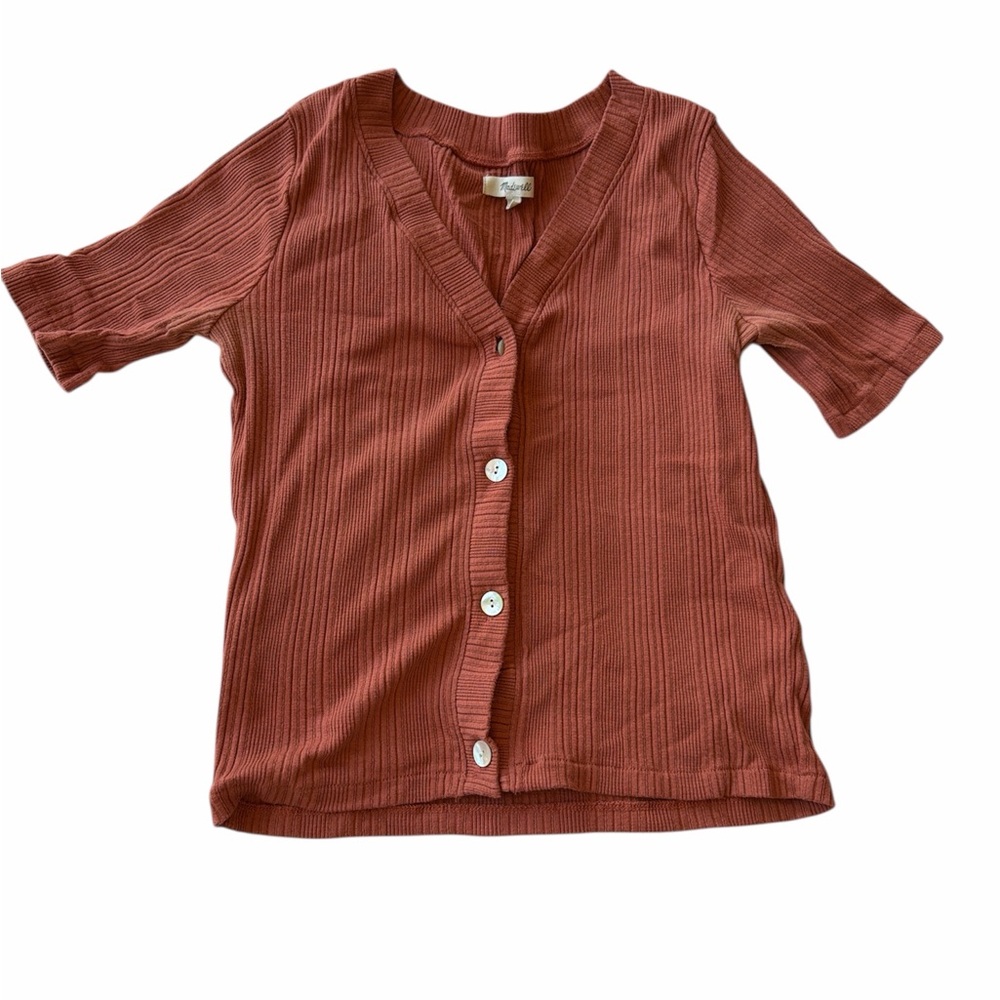 Madewell Terracotta Ribbed Cardigan